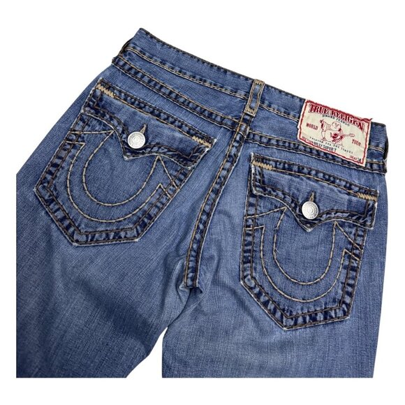 VINTAGE TRUE RELIGION Billy Super T Flare Boot Cut Designer Denim Jeans 34x34 - Picture 5 of 9